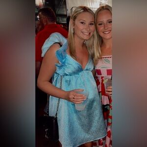 Blue Metallic Mini Dress